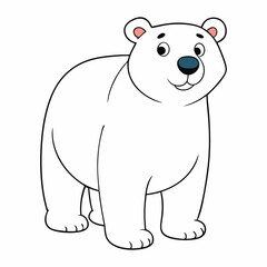 A powerful polar bear stands on icy terrain, its thick white fur blending with the snow. With sharp claws and keen eyes, it navigates the Arctic, a true symbol of strength.