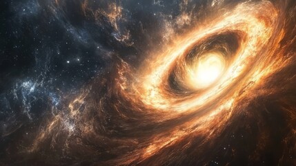 A black hole and a wormhole merging, creating a swirling vortex of light and energy 