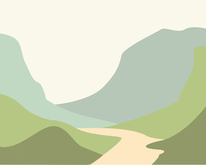 vector illustration of green mountain landscape