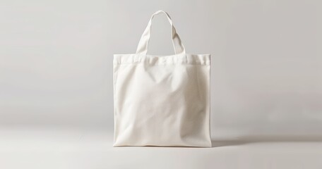 Simple white tote bag on a neutral background