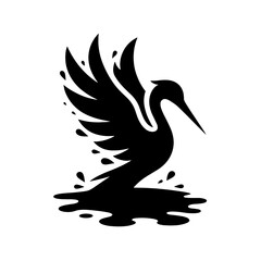 Fototapeta premium Bird in oil silhouette as symbol of environmental pollution