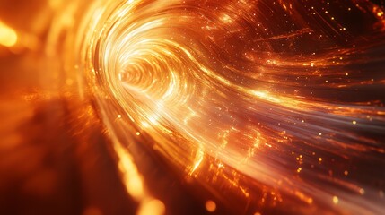 A close-up of a black hole's event horizon, with light being distorted by the powerful gravity 