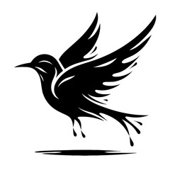 Obraz premium Bird dripping oil silhouette as symbol of pollution impact