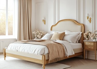 A well decorated and illuminated bedroom interior design display