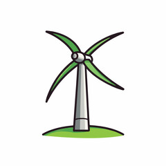 Vector illustration of a wind turbine symbolizing renewable energy and environmental sustainability.