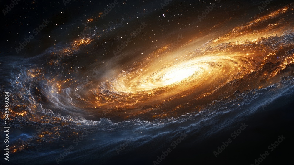 Poster a time-lapse view of a black hole bending light across the cosmos, creating a surreal visual effect