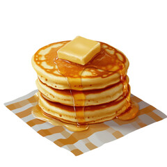 Fluffy Pancakes with Butter and Maple Syrup Delight