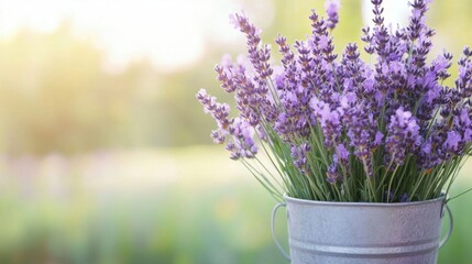 Fototapeta premium Rustic lavender bouquet in bucket