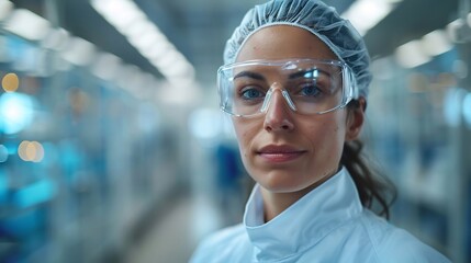 Scientist a sterile lab environment blurred background with spacious copy area for text overlays