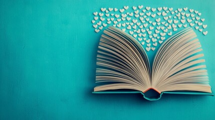 A digitally generated image of an open book with a glowing aura, surrounded by a soft, magical atmosphere that hints at a world of stories within. , Minimalism Clean and clear background color, high