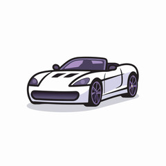 Naklejka premium Sleek white sports car with aerodynamic design, symbolizing speed, luxury, and performance.