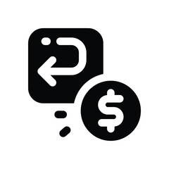 payment refund glyph icon. Strong and solid vector icon for websites, mobile interfaces, presentations, and visual branding. High quality and easy to edit.