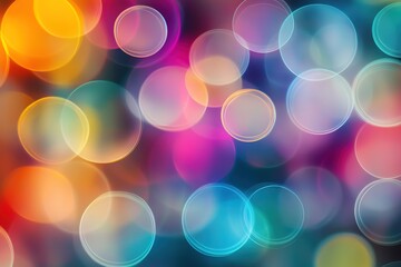 Abstract Colorful Bokeh Background Bright Circles, Vivid Hues, Festive Design