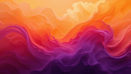 Fototapeta premium Action Event: Bold Color Transitions of Orange and Purple Abstract Waves, Digital Art, Vibrant Environment, Eye-Catching Viewpoint, Conceptual Design