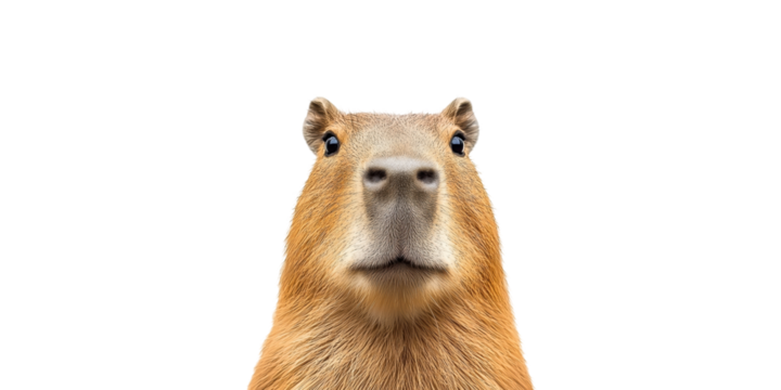 Capybara Close-Up Portrait. Wildlife And Nature Photography Isolated On Transparent Background