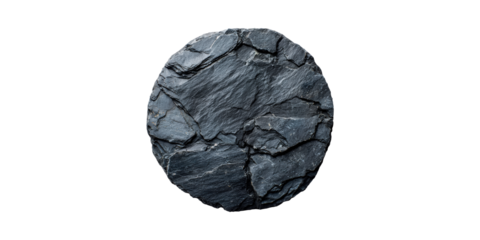 Round Slate Stone Texture. Natural Material For Construction And Design Isolated On Transparent Background