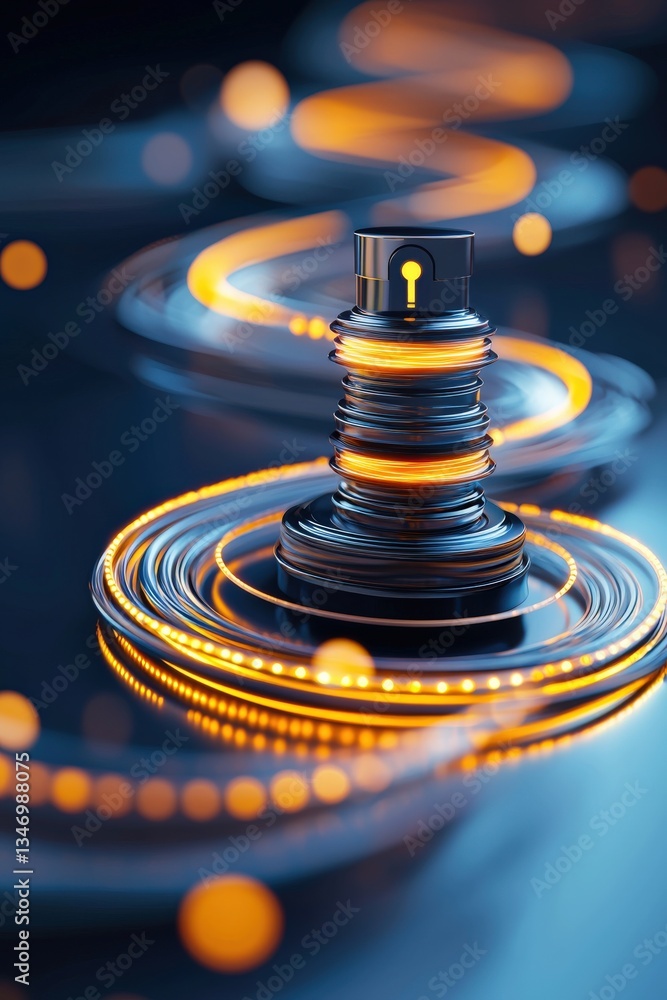 Aufkleber a glowing digital lock symbol surrounded by flowing data streams