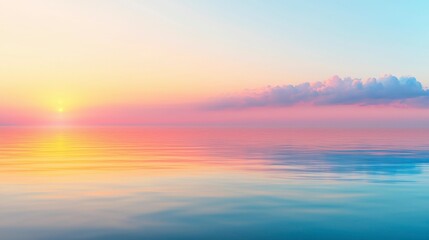 Fototapeta premium A close-up of the cloud reflection in the wake of the river cruise ship Excellence Katharina on the Volga River at sunset, capturing the soft colors of the sky and the ship's trail. , Minimalism