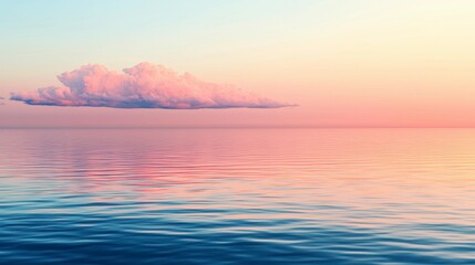 A beautiful close-up of the cloud reflection in the wake of the Excellence Katharina, a river cruise ship, on the Volga River at sunset, capturing the tranquility of the moment. , Minimalism Clean