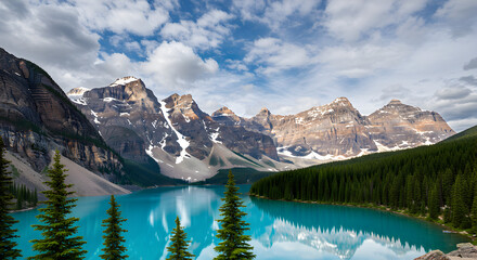 Serene Glacial Lake Mountain Landscape