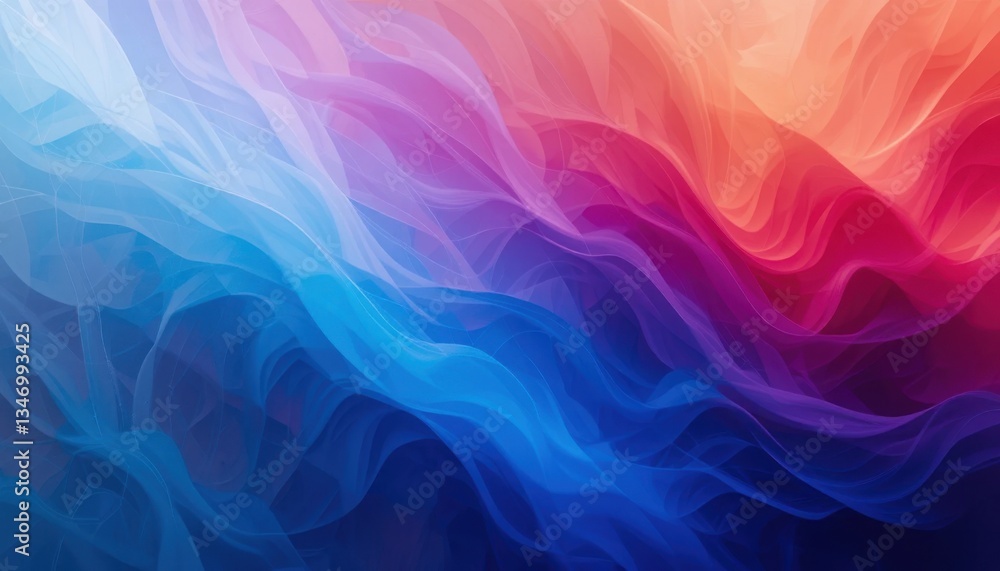 Poster dynamic color gradient action: vibrant blues and fiery reds in fluid abstract design for high-energy