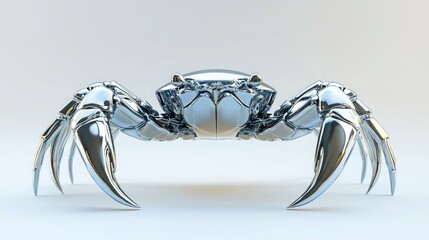 A 3D-rendered crab icon with a shiny, metallic finish for a futuristic look 