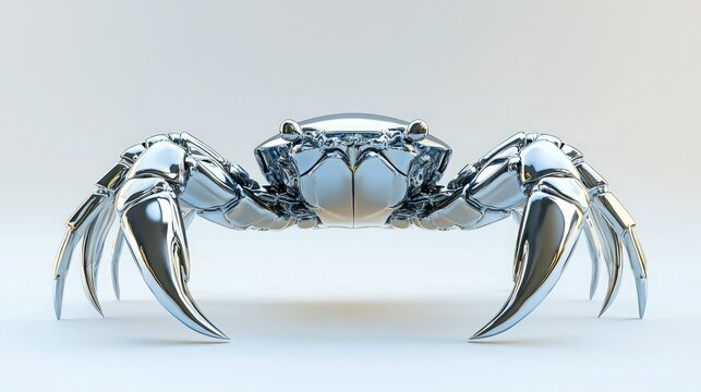 A 3D-rendered crab icon with a shiny, metallic finish for a futuristic look 