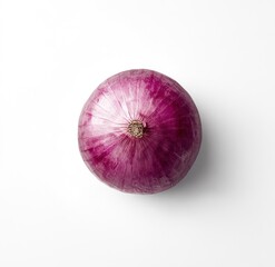 Single Red Onion Still Life on White Background for Cooking