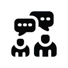 discussion glyph icon. Strong and solid vector icon for websites, mobile interfaces, presentations, and visual branding. High quality and easy to edit.