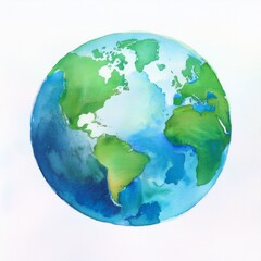 Fototapeta premium watercolor planet earth, hand painted globe