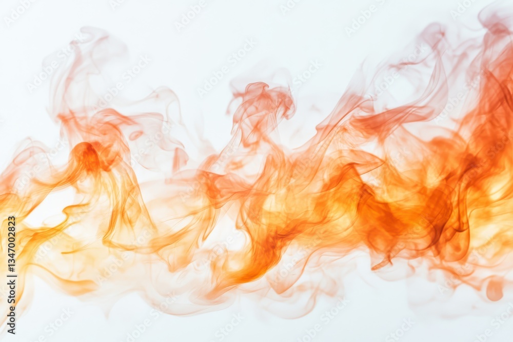 Poster abstract orange and yellow smoke pattern against a white background creating a dynamic and ethereal 