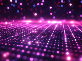 Fototapeta premium Abstract Digital Background With Sparkling Pink And Purple Lights In A Starry Night Atmosphere Design