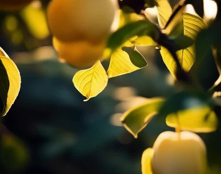 Pommes m&ucirc;res sous la lumi&egrave;re dor&eacute;e