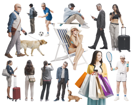 Diverse people standing and waiting