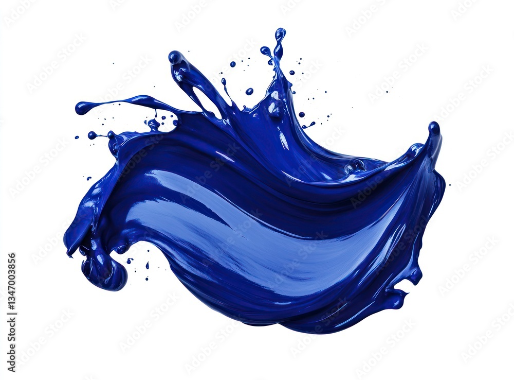 Poster blue paint splashing creates dynamic artistic element isolated on white