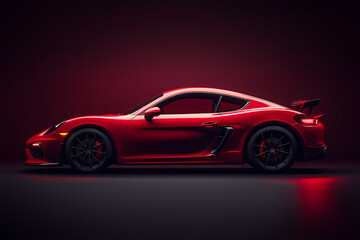 Red Sportscar: A sleek, red sportscar exudes power and elegance. Its glossy exterior reflects the studio lights, accentuating its aerodynamic design.