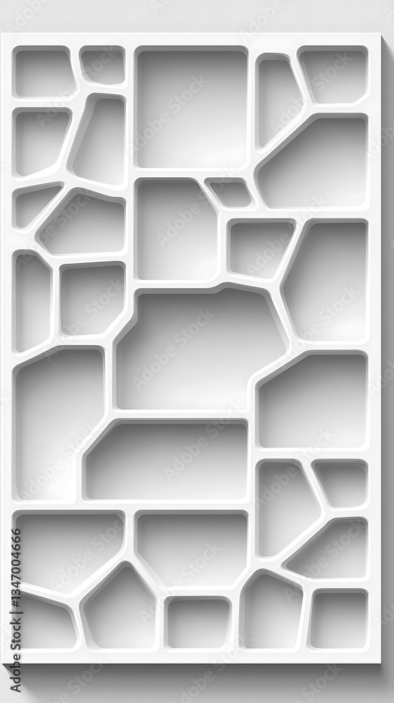 Poster modern white abstract grid pattern with unique geometric shapes and shadows