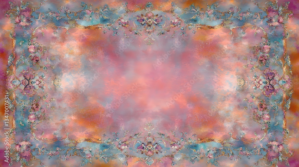 Poster abstract composition featuring floral elements with a soft color palette