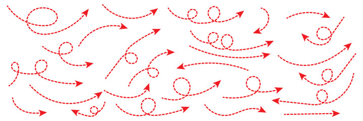 Curved dotted arrow. Zigzag arrow stripes design with dotted lines.