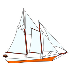 sailing ship isolated on white