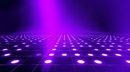 Abstract digital grid pattern with blue glowing lights.