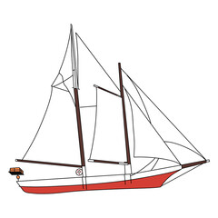 sailing ship isolated on white