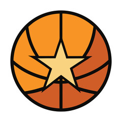 A dynamic basketball logo featuring a bold star, symbolizing excellence and victory. The design blends a sleek basketball motif with sharp, energetic lines for a powerful look.