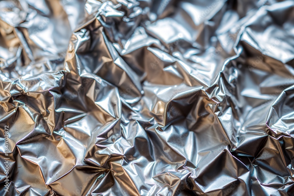 Canvas Prints crumpled silver foil macro with reflective texture