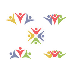 People logo icon, team of community group connection symbol for graphic design illustration