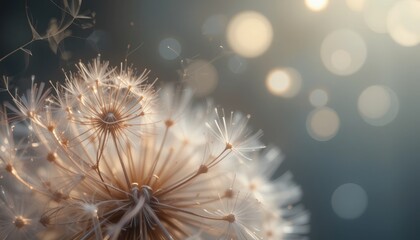 Soft dandelion seeds floating in gentle breeze nature scene abstract photography serene environment close-up viewpoint beauty of life