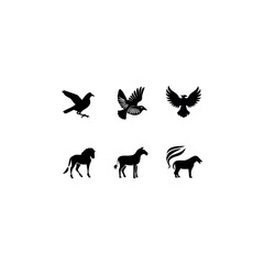 Black silhouette animal vector set