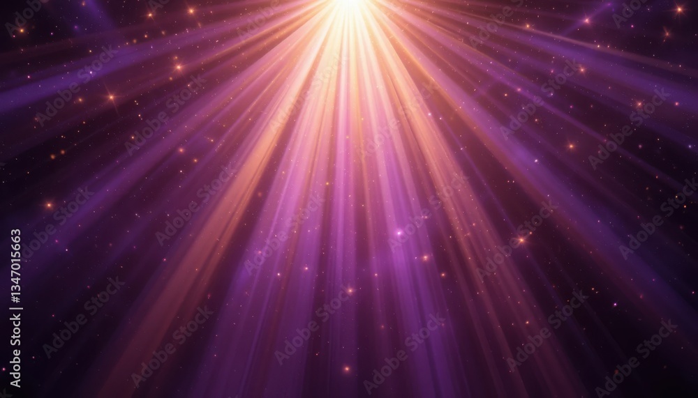 Poster luxurious action of stylized light rays in purple and gold creating an elegant atmosphere for graphi