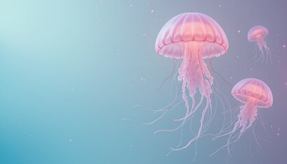 Mesmerizing jellyfish swimming gracefully in a serene underwater environment digital art illustration tranquil aquatic scene
