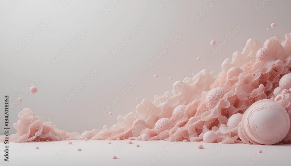 Aufkleber dynamic pink wave of soft textures abstract art installation studio setting ethereal atmosphere clos